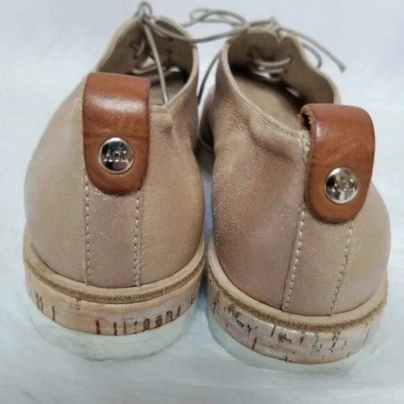 AGL 36 Juliet  Calf Leather Rose Metallic Oxfords Cork Rubber Soles - Picture 8 of 16